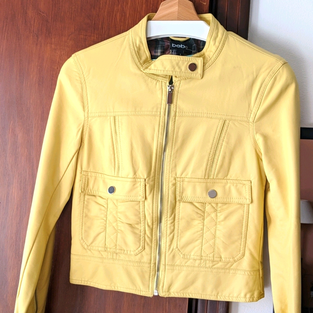 Leather jacket pastel yellow